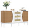 YEHTOKHOME Buffet,Meuble en rotin avec 3 tiroirs,Commode avec Portes coulissantes,Meuble Multifonctionnel avec Espace de Rangement,organizzatore avec Pieds en Bois Massif (Blanc)