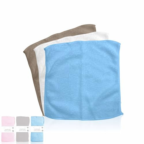 MA NASIR Baby Face Cloth Super Soft Microfiber Polyester Baby Hand Cloths Extra Absorbent Fast Drying Reusable Face Cleansing Cloths Bath Feeding Shower Towel Wipe Assorted Color 30x30cm (Pack Of 3)