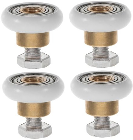 BELLIFFY 4pcs Sliding Glass Door Wheels Replacement Bathroom Glass Shower Door Pulleys Rollers for Curved Sliding
