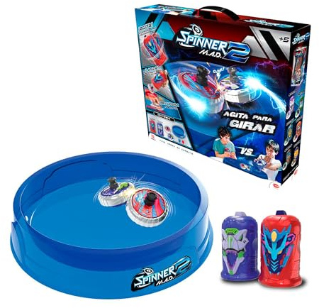 Bizak Spinner Mad 2 Combat Arena, Slagspel med snurrar och sand ingår, pojkar och flickor +5 år, garanterat kul, (62006306)