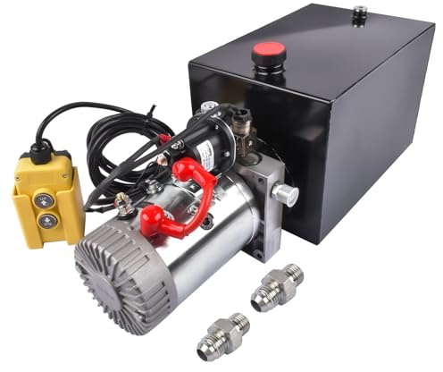 12V 12 Quart Hydraulic Power Unit, 3200PSI Single Acting Hydraulic Pump with Steel Reservoir for Dump Trailers, Truck Lifts, Car Lifts Mixizap