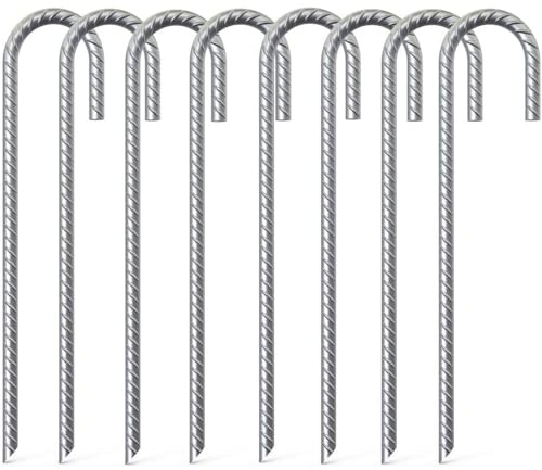 Tent Pegs Heavy Duty Galvanised Steel (8 Pack) – Rust-Proof Camping Ground Stakes for Beach, Garden Nets, Football Goals & Shelter Anchors