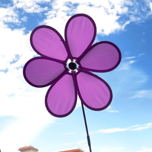 Colorful Windmill Flower Yard Decorations Fun Outdoor Garden Ornaments for Children (purple)