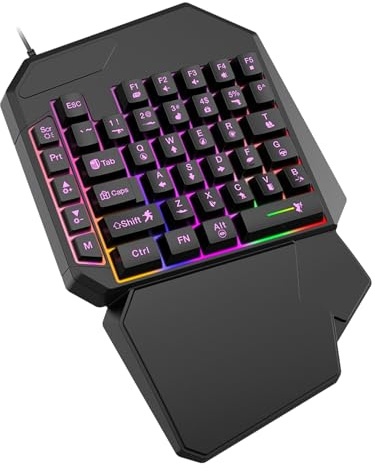 1 Handed Game Keyboard - Compact Pad, USB Plug | 20.3x15.3cm tragbares Layout mit Plug & Play- und Leichtgewichts -Designfunktion, programmierbarer Tastatur für FPS -Shooter -Spiele oder Laptop