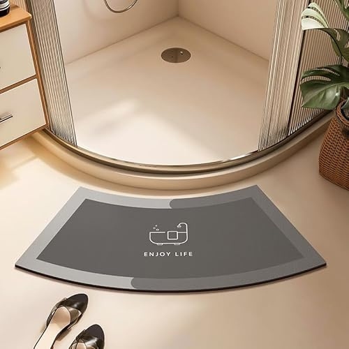 YongXinMY Tappetino da doccia curvo, in diatomacea, super assorbente, con fondo antiscivolo, motivo moderno, per ingresso del bagno, ad asciugatura rapida, per vasca da doccia (03,45 x 70 cm)