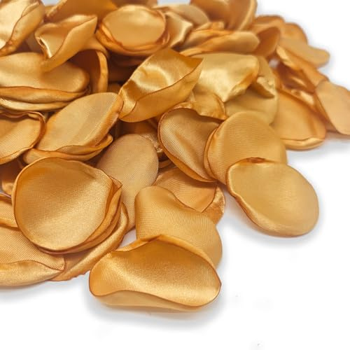 ZYOOO 200Pcs Silk Rose Flower Petals For Valentaine's Day,Wedding Flower Gril Basket,Aisle Scatter,Table Centerpieces,Romantic Night Decoration,3.5cm Each(Gold）
