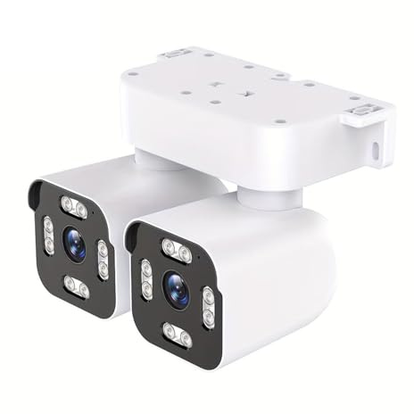 KKENZA Telecamera PTZ Wi-Fi for Esterni a Doppio Obiettivo 4K 8MP con Zoom 10X, telecamere IP Impermeabili, Protezione di Sicurezza a 360°, Telecamera di sorveglianza CCTV(K Plug,4MP with 128G Card)