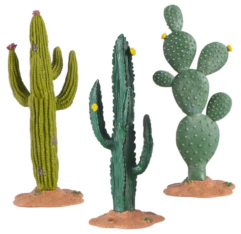 UKCOCO 3 pièces Décoration de Cactus Artificiel de Plantes Miniatures Vert Décorations de Table pour Maison Bureau et Étagères pour Amis et Famille