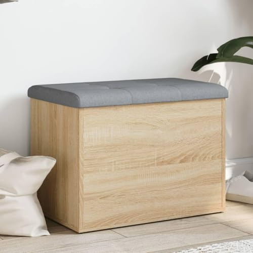 Mimdixy Sitzbank Mit Stauraum Sitzhocker,Sitzbank mit Stauraum Sonoma-Eiche 62x42x45 cm Holzwerkstoff für Wohnzimmer Schlafzimmer Flur