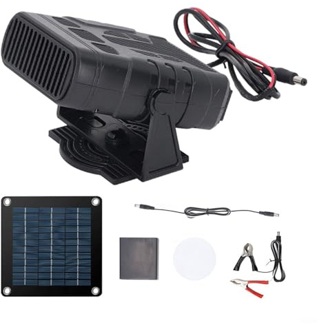 Solar Powered Heater Greenhouse, Portable Solar Heater Winter Car Warm Air Blower For Chicken-Coop, Dog And Cat Houses, Small Greenhouse (20W Set-1)