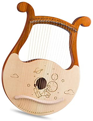 Die Harfe, 19-saitige Leierharfe, Mahagoni-Harfe, Musikinstrument mit Ersatzsaiten, Stimmschlüssel for Anfänger