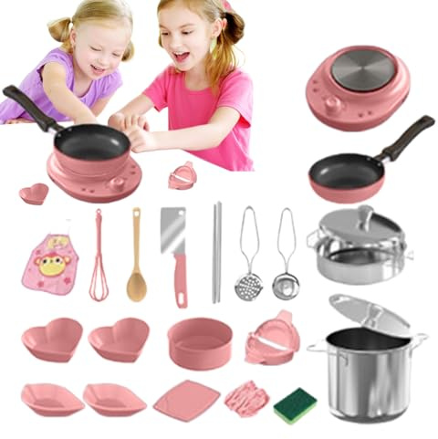 Accesorios de Cocina Infantil | 22 Piezas Juegos De Cocina para Niños | Accesorios De Cocinas Reales De Juguetes para Niños para Juegos de Exterior e Interior