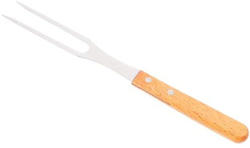 Beaupretty Tenedor de Acero Inoxidable para Barbacoa al Aire Libre con Mango de Madera Grueso, Tenedor Gigante Multifuncional para Separar Carne, Utensilio Resistente para Parrilla y Cocina,