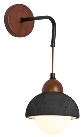 HEBXMF Lámpara de pared de estilo industrial moderno, aplique de pared con pantalla de cristal y fuente de luz G9, luminaria de pared de travertino negro de un solo cabezal, ideal para dormitorio, sal