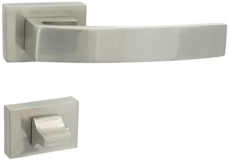 domino Türgriff MINIMAL-QR M9 WC-Bad Drückergarnitur für Zimmertüren Türdrücker-Set Rosetten-Garnitur Türbeschläge/Farbe:Nickel/Material:Legierter Stahl