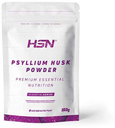 Psyllium Husk en Polvo de HSN | Sabor Natural 150 gr = 75 Tomas por Envase | 2000 mg por Dosis Diaria de Fuente de Fibra Soluble Cáscara de Plántago | No-GMO, Vegano, Sin Gluten