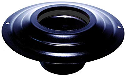 Rosone con tronchetto DN 100 mm d. esterno 230 mm. in acciaio inox verniciato nero per stufa a pellet o legna tubo nero ce Made in Italy