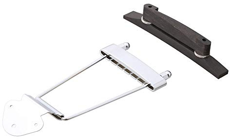 LYWS Ebony Bridge & 6 Saiten Metall Trapez Saitenhalter für Archtop Jazz Gitarre (Chrom)