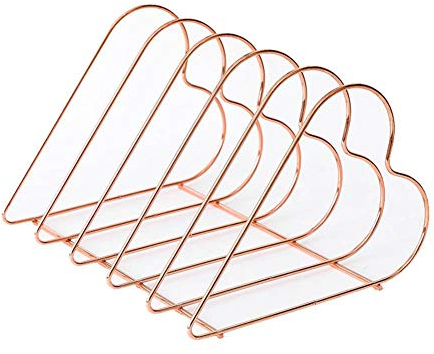 Cratone 5-Fach Briefhalter Multifunktions Schreibtisch Draht-Briefsortierer Dekorative Ordner Aufbewahrung Organizer für Postkarte Post Broschüre und Notizbuch Roségold