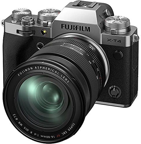 Fujifilm X-T4 Mirrorless Digital Camera, Silver with Fujinon XF16-80 mm F4 R WR Optical Image Stabiliser Lens Kit