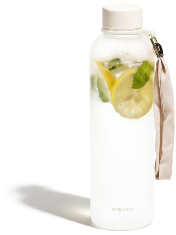 MAMEIDO Borraccia 1 litro (Frosted White) | a prova di perdite, senza BPA, per bevande gassate, con laccetto rimovibile – borraccia bambini per sport, scuola & ufficio