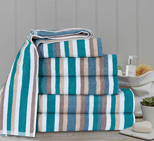 Royal Victorian Pure100% Cotton Stripe Quality 550 GSM Bath Towel, Bath Sheet and Bale Sets (Teal, Bath Towel)