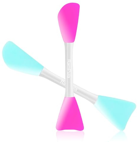 RamPula Mask Applicator Silicone Face Brush Face Mud Cream,Clay Mask,DIY,Modeling Mask Brushes DIY Mud Mixing Spatula Double-end Handheld Scoop Skin Care Make up Foundation Gel Cosmetic Tool