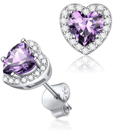 ChicSilver 12 Mesi Pietra Portafortuna Orecchini Donna Argento 925 Cuore | 12 mesi significato simbolico positivo; argento 925 delicato sulla pelle e anallergico; regolabile; per anniversaio natale