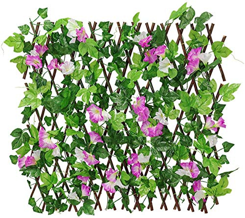 Malla De Ocultacion Jardin Ocultacion Jardin Vallas decorativas Proyección Enrejado expansivo Pantalla de privacidad Valla extensible de madera con hojas de flores artificiales Decoración de jardín