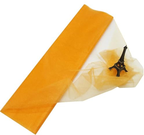 Organza Dekostoff 48cm x 10m, zum Nähen Brautschleiern,Petticoats,Röcken,Organzastoff Dekoband für Hochzeit Party Bankett Deko Tischläufer Geschenk-Schleife DIY Handwerk Weihnachten Deko,Dunkelgelb