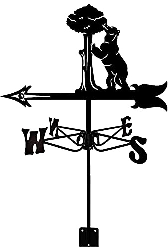 ANCNA Weather Vane Bear Sculptures Weathervane Stainless Steel Wind Vane Garden Stake Wind Direction Indicator for Roof Garden Yard Shed Patio Mount Farm Outdoor Decoration