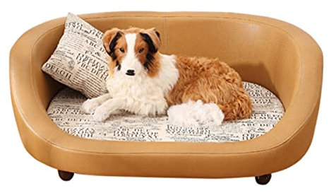 LCYDMJ Haustier Sofa Luxuriöses Schlafsofa Für Haustiere, Abnehmbares Und Waschbares Hundesofa Aus PU-Leder, Rahmen Aus Massivem Massivholz, Geeignet Für Hunde Mit Einem Gewicht Von 20 Kg