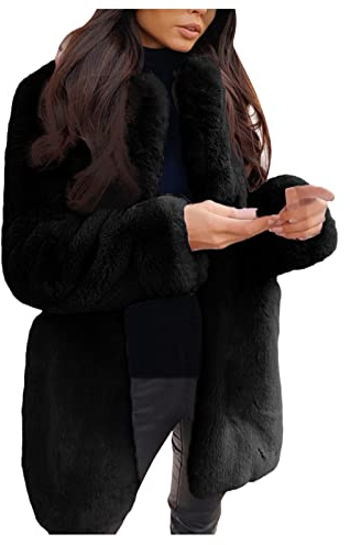 Kunstpelz Mantel Damen Winterjacke Damen Kunstpelz Mantel Große Größe Lang Faux Fur Jacke Herbst Winter Warm Pelzmantel Elegant Cardigan Felljacke Wintermantel für Frauen