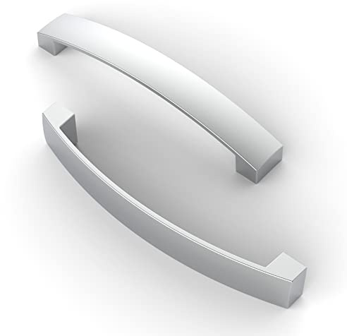 Furniware 5 Stück Möbelgriff, Bohrlochabstand 128mm Stangengriff, Cabinet Arch Pull Küchengriff, für Küchenschranktür, Schlafzimmer Kommode Schublade, Badezimmer, Chrom