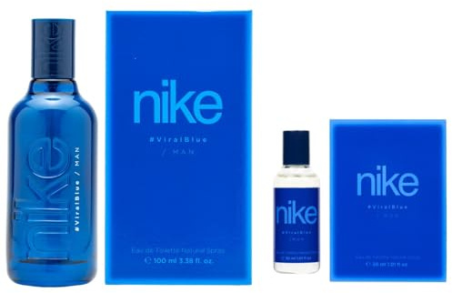NIKE - Viral Blue Promoción 100 ml + 30 ml, Colonia Hombre, Pack 2 Productos, Perfume Formato Spray, Eau de Toilette Natural y Masculina, Aroma Cítrico, Fragancia Fresca