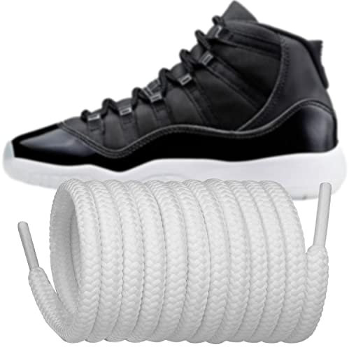 Endoto Cordones Redondos para Air Jordan 11 zapatillas, 5MM de Espesor Agujetas Cordón de Repuesto Round Shoelaces Laces (Blanco, 55 pulgadas)
