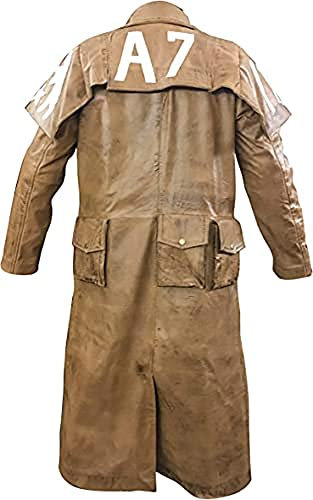 Suiting Style Men's Tan Brown NCR Veteran Ranger Duster Armor Trench Full Length Distressed Leather Coat