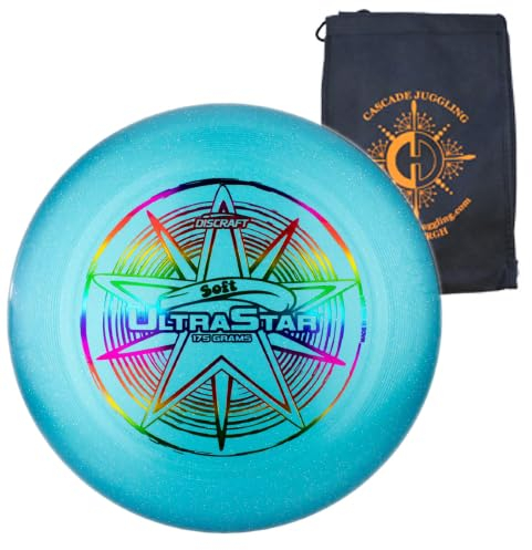 Discraft Soft Ultrastar Fliegenscheibe, 175 g, weiche Version Ultimate Frisbee Wettbewerbsspezifikation – inklusive Cascade Jongliertasche (Soft Blue)