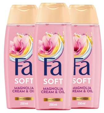 FA Duschgel Cream & Oil Magnolia (3x 250ml), 95% Inhaltstoffe natürlichen Ursprungs, genieße die pflegende Duschcreme mit milder, veganer Formel und dem Duft von lieblicher Magnolie