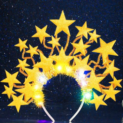 Zoestar Leuchtende Stern Halo Krone Stirnband LED Sterne Göttin Stirnbänder Leuchtende Karneval Rave Kopfbedeckung Sparkly Party Kostüm Haarschmuck für Frauen und Mädchen