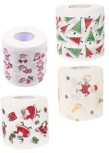 WOFASHPURET 4rollen Dekoratives Toilettenpapier mit Weihnachtsmotiven Badezimmerpapierrolle Sanft zur Haut für Reisen und Täglichen Gebrauch Weihnachtliche Dekoration für Gäste und Freunde