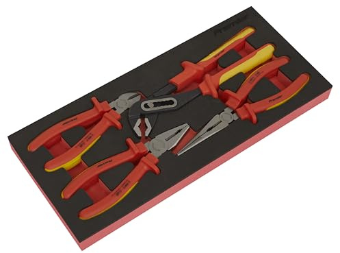 Sealey Premier 4pc Insulated Pliers Set with Tool Tray - VDE Approved - TBTE07