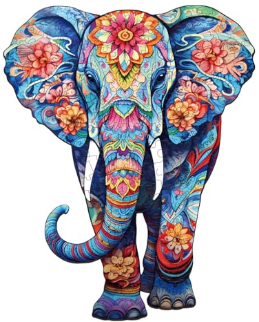 Holzpuzzle Erwachsene, 210 Teile Elefant Holz Puzzle Erwachsene, 27.3x34cm Wooden Puzzle, Unregelmäßige Einzigartige Puzzle, Holzpuzzle Tierform, Holz Puzzle Mit Geschenkbox Aus Holz