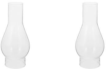 UKCOCO Oil Lamp Chimney Glass Lampshade Replacement for Kerosene Lamp Vintage Oil Shade Transparent Glass Chimney 2 Pack for Indoor Lighting