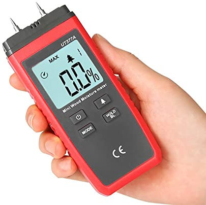 STMKB Tester di umidità del Legno, Igrometro per Materiale in Legno di Compensato di Carta con Display LCD Retroilluminato, Selezione del Legno a 4 Livelli, Blocco Dati E Spegnimento Automatico