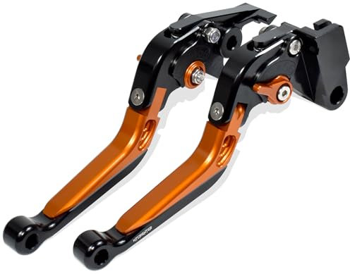 MTCRIGHTER Einziehbarer klappbarer Bremshebel Kupplungshebel für KTM 125 200 250 Duke RC200 RC125, CNC-Aluminiumlegierung hergestellt (Orange)