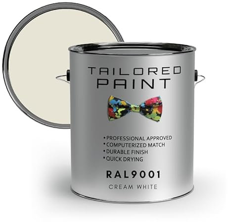 Tailored Paint uPVC Window & Door 1K Paint Brush or Spray On - Gloss Finish - RAL9001, Cream White - 1000ml (1L) Tin