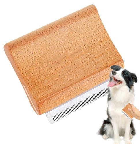Hundebürste für kurzhaarige Hunde, Hundekämme für die Fellpflege - Tierpflegerechen mit Holzgriff - Hautfreundliche Fellpflege-Katzenbürste, Enthaarungsbürste, Haarbürste, Welpenbürste für behaarte Hu