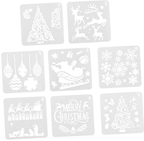 HAPINARY 8-teilige Weihnachtsmalvorlagen Schablonen Zum Ausmalen Diy-malzubehör Für Kinder Heimdekoration
