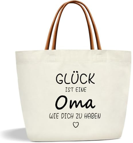Geschenke für Oma, Canvas Tragetasche Baumwolltasche Shopper Tote Bag, Personalisierte Geschenke für Oma zum Geburtstag Stofftasche Einkaufstasche Handtasche, Weihnachten Geschenkideen für Großmutter